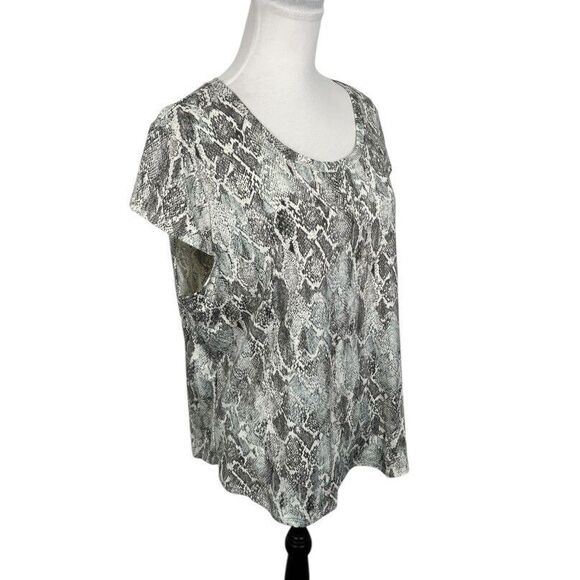 Nue Options Blouse Plus Size XXL Multicolored Snakeskin Pattern Knit Work Top - Picture 4 of 10